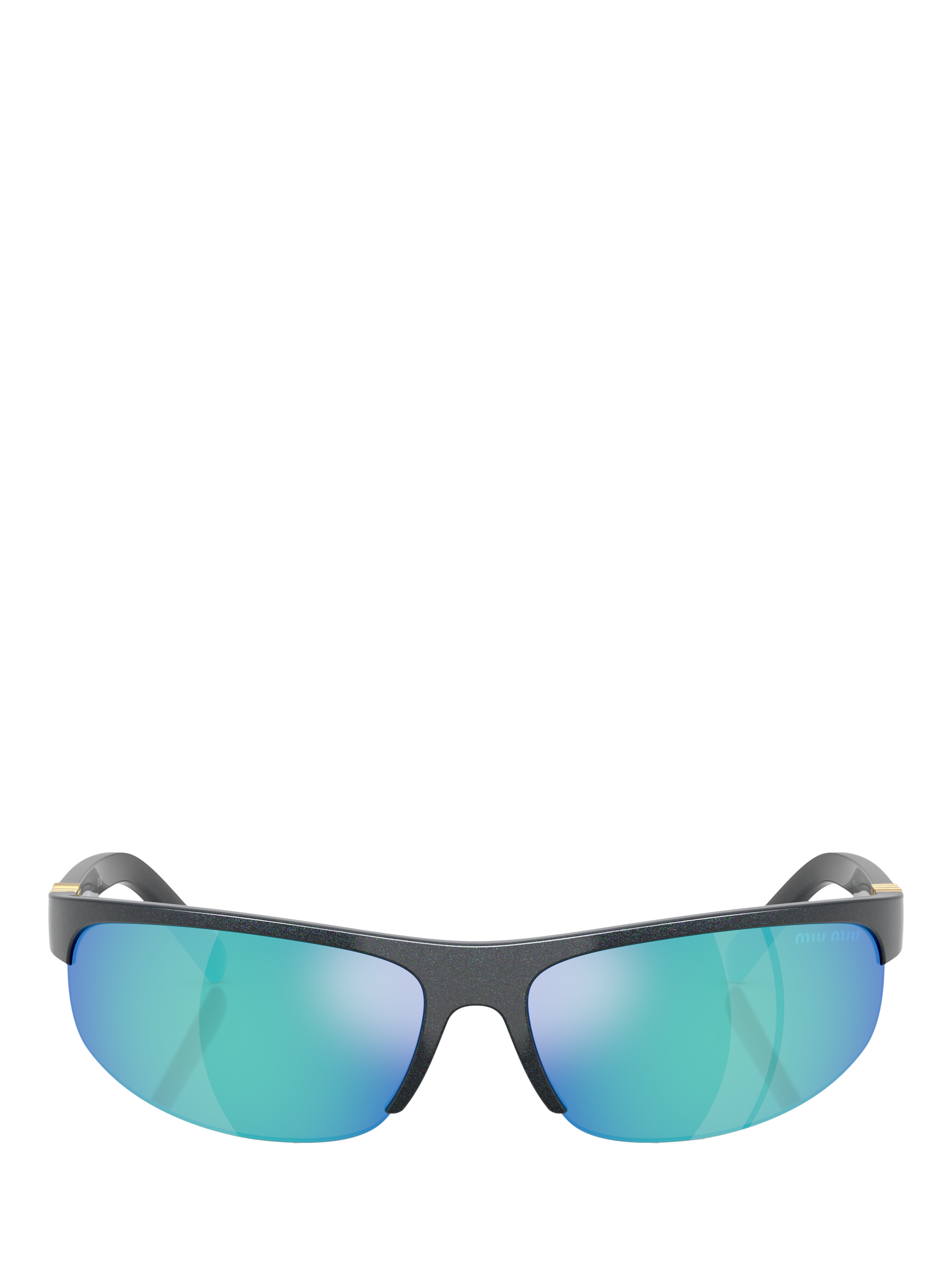 Product image 2 of 5, which shows Miu Miu MUA02S Women's Wrap Sunglasses, Grey/Mirror Multi