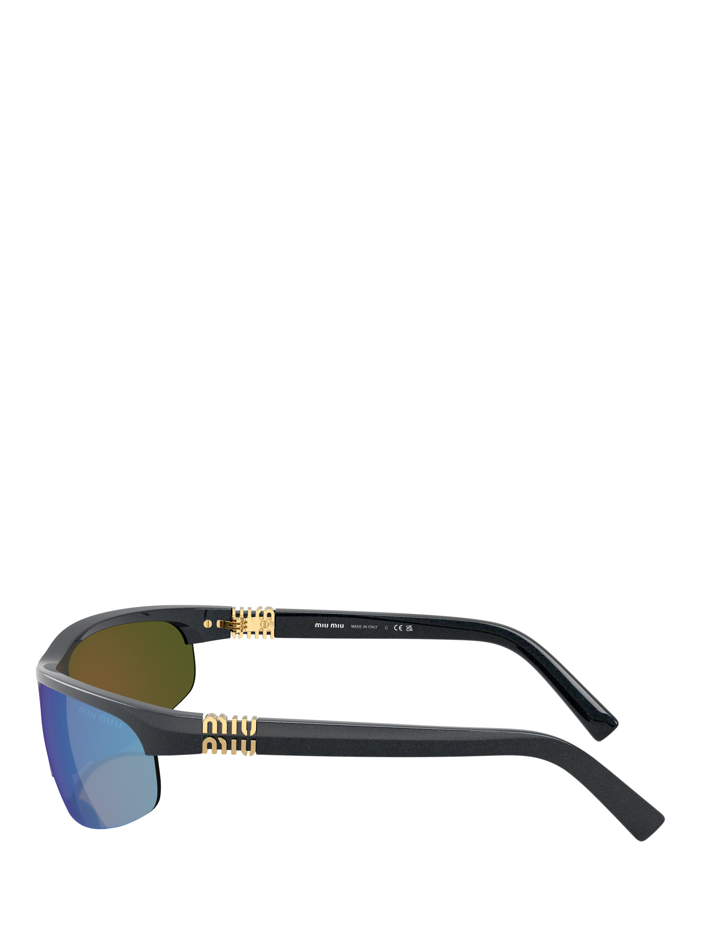 Product image 3 of 5, which shows Miu Miu MUA02S Women's Wrap Sunglasses, Grey/Mirror Multi