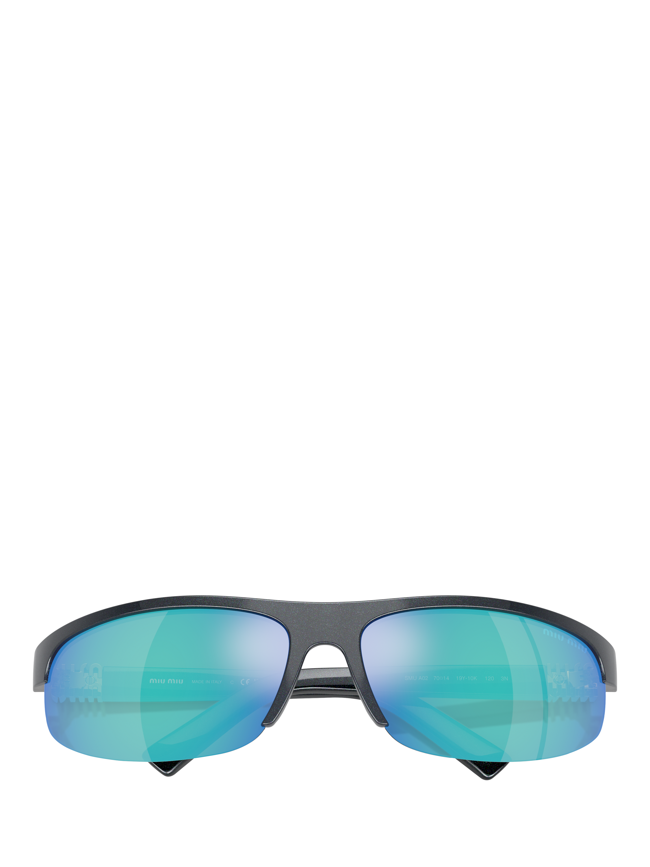 Product image 5 of 5, which shows Miu Miu MUA02S Women's Wrap Sunglasses, Grey/Mirror Multi