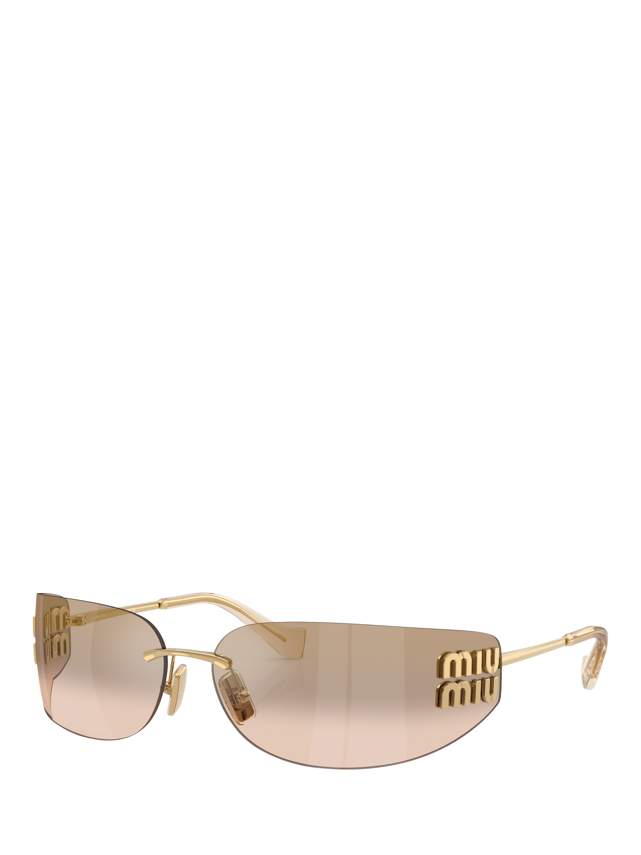 Product image 1 of 5, which shows Miu Miu MU A51S5 Women's Rectangular Sunglasses, Gold/Mirror Brown