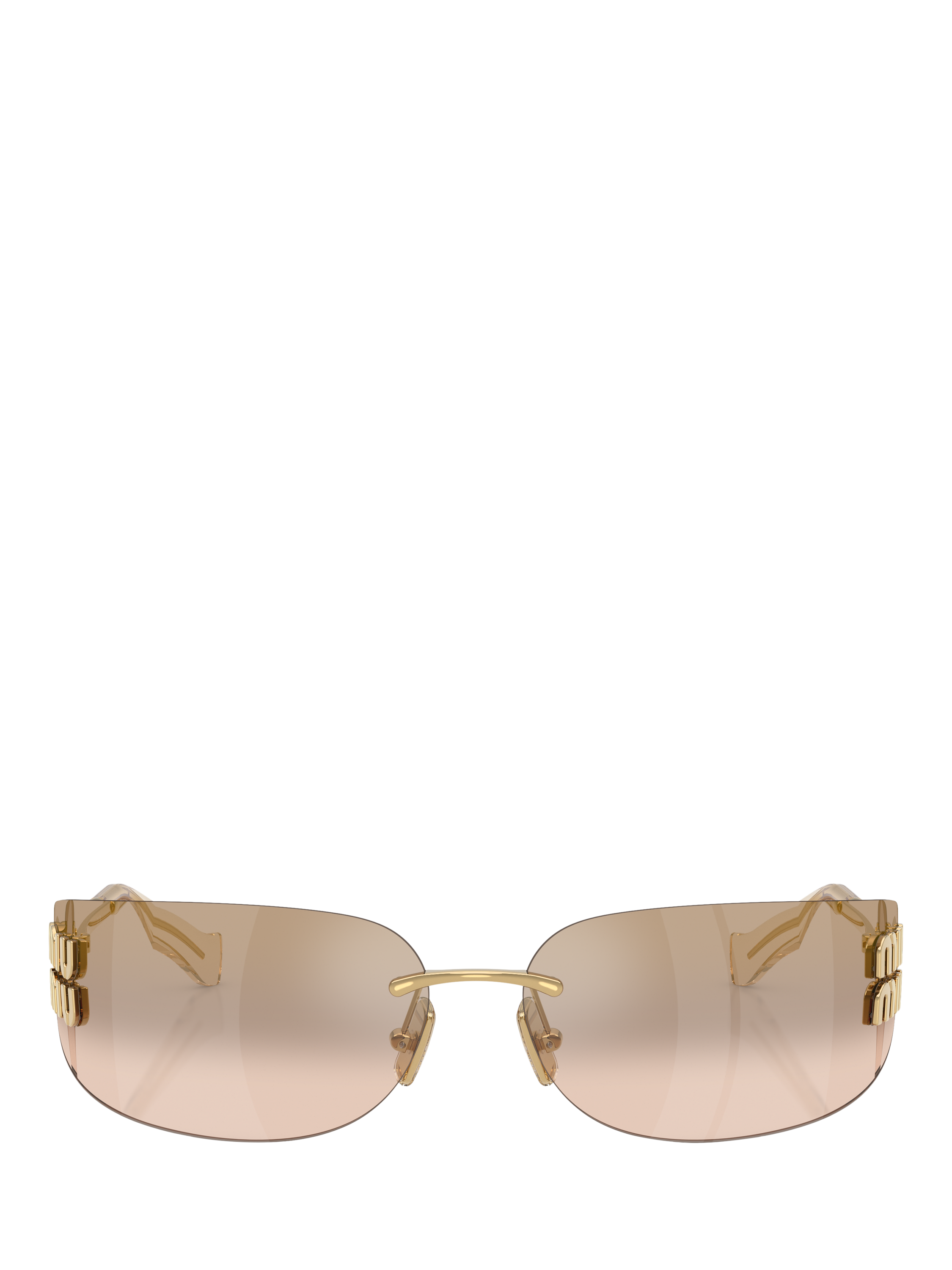 Product image 2 of 5, which shows Miu Miu MU A51S5 Women's Rectangular Sunglasses, Gold/Mirror Brown
