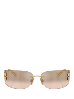 Miu Miu MU A51S5 Women's Rectangular Sunglasses, Gold/Mirror Brown - view 2, Gold/Mirror Brown