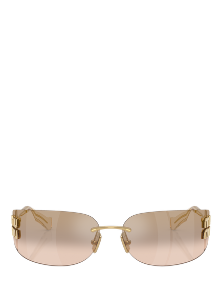 Miu Miu MU A51S5 Women's Rectangular Sunglasses, Gold/Mirror Brown - view 2, Gold/Mirror Brown