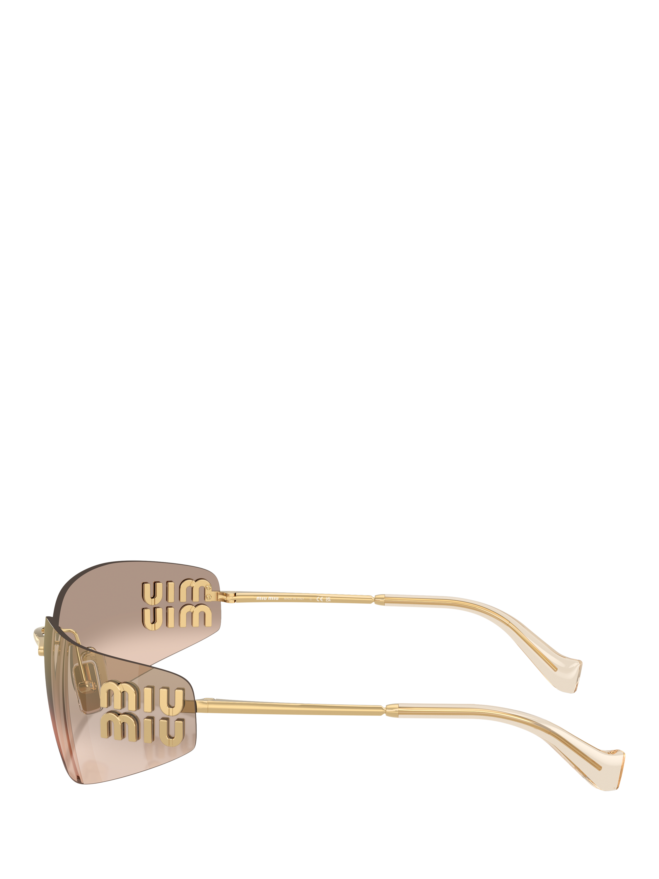 Product image 3 of 5, which shows Miu Miu MU A51S5 Women's Rectangular Sunglasses, Gold/Mirror Brown