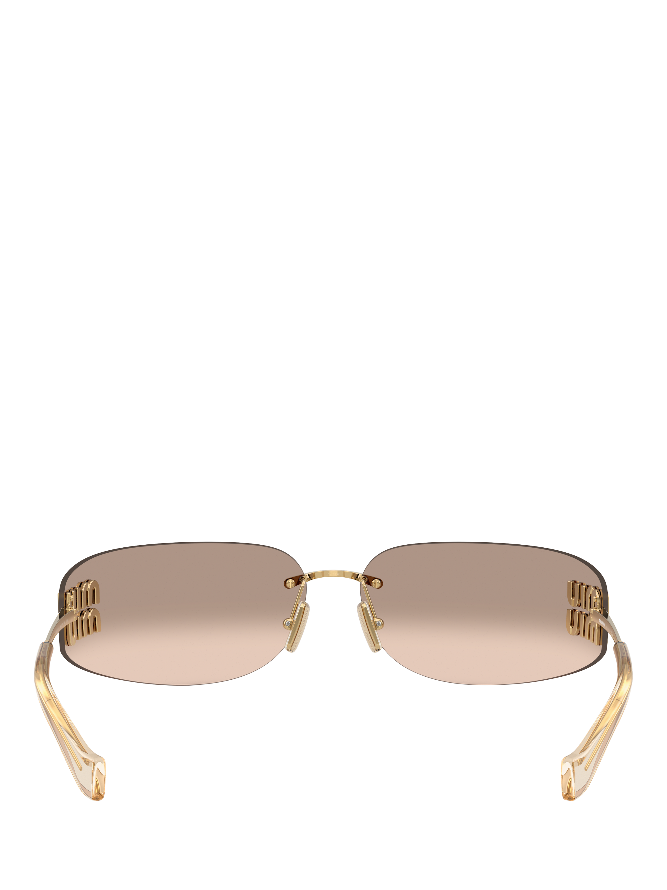 Product image 4 of 5, which shows Miu Miu MU A51S5 Women's Rectangular Sunglasses, Gold/Mirror Brown