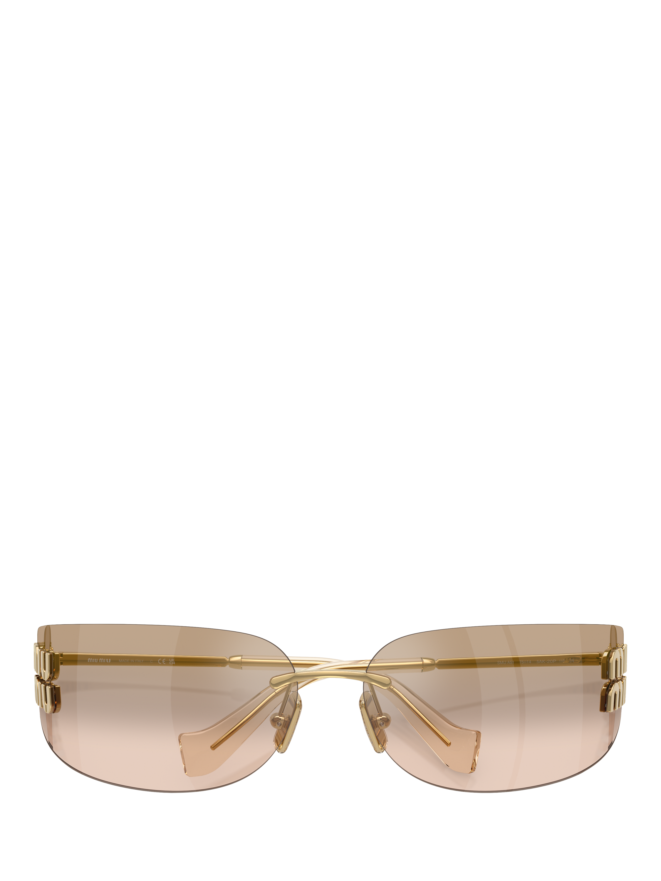Product image 5 of 5, which shows Miu Miu MU A51S5 Women's Rectangular Sunglasses, Gold/Mirror Brown