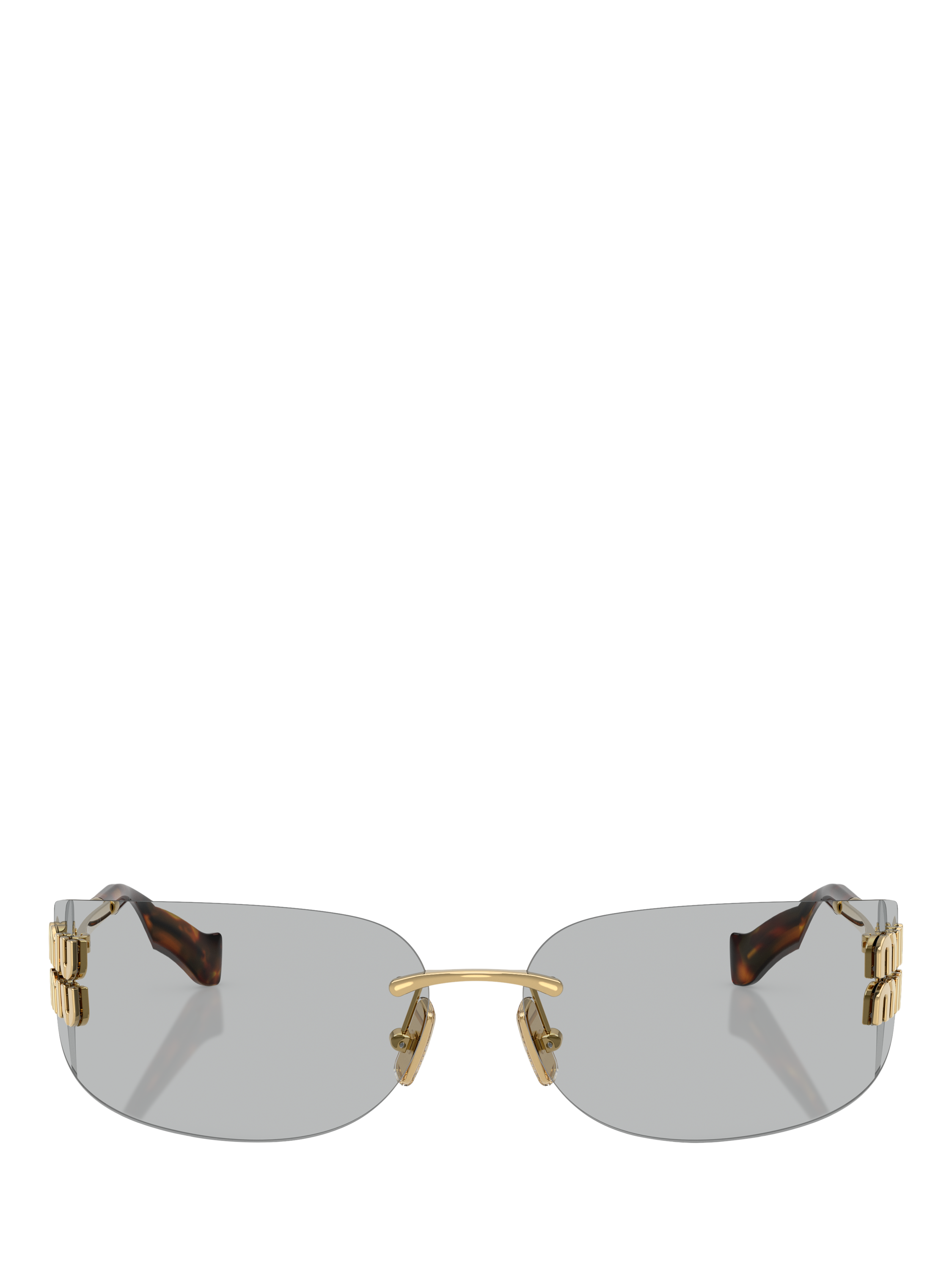Product image 2 of 5, which shows Miu Miu MU A51S5 Women's Rectangular Sunglasses, Gold/Grey