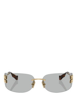 Miu Miu MU A51S5 Women's Rectangular Sunglasses, Gold/Grey - view 2, Gold/Grey