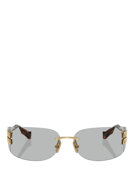 Miu Miu MU A51S5 Women's Rectangular Sunglasses, Gold/Grey - view 2, Gold/Grey