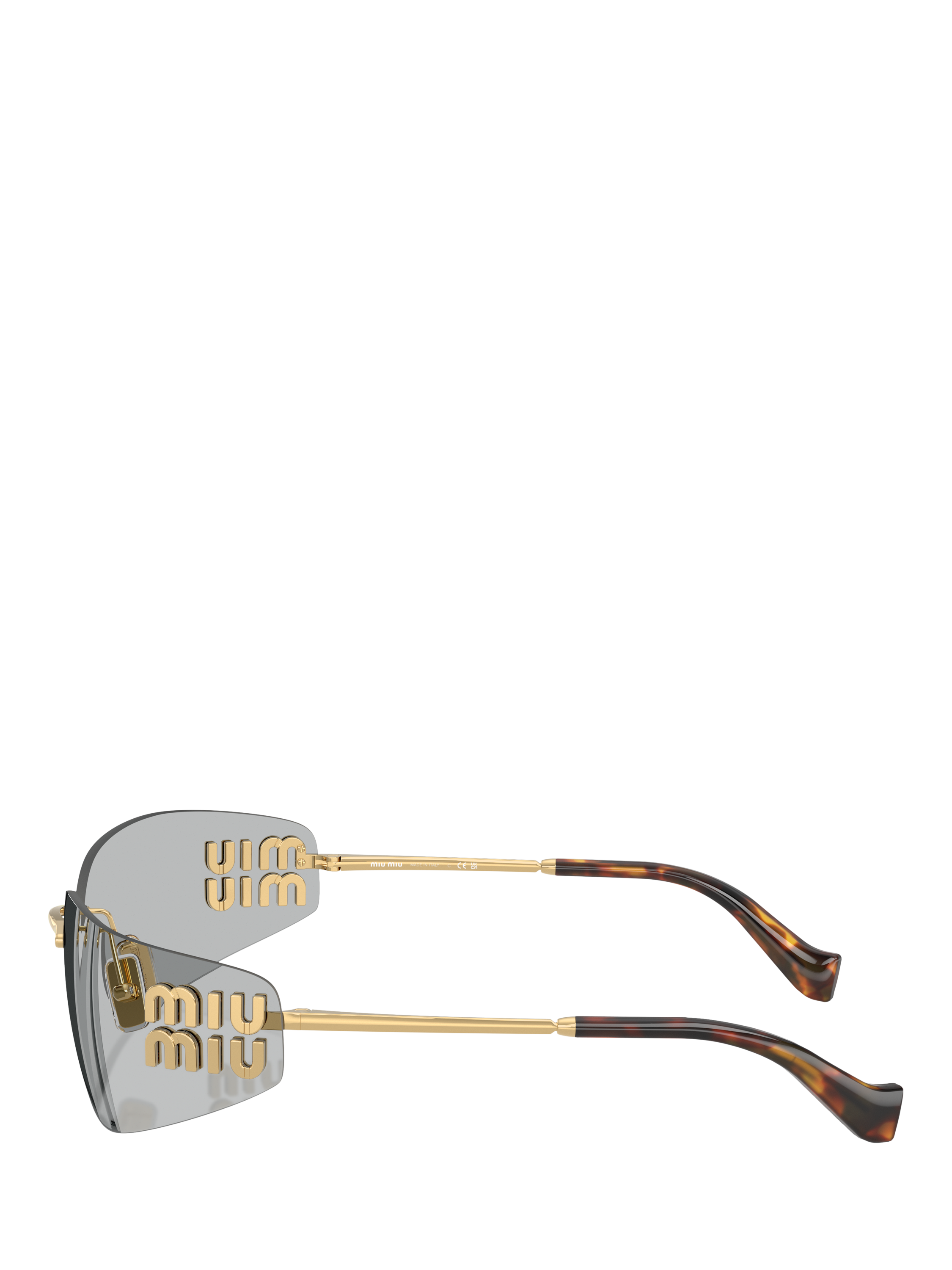 Product image 3 of 5, which shows Miu Miu MU A51S5 Women's Rectangular Sunglasses, Gold/Grey