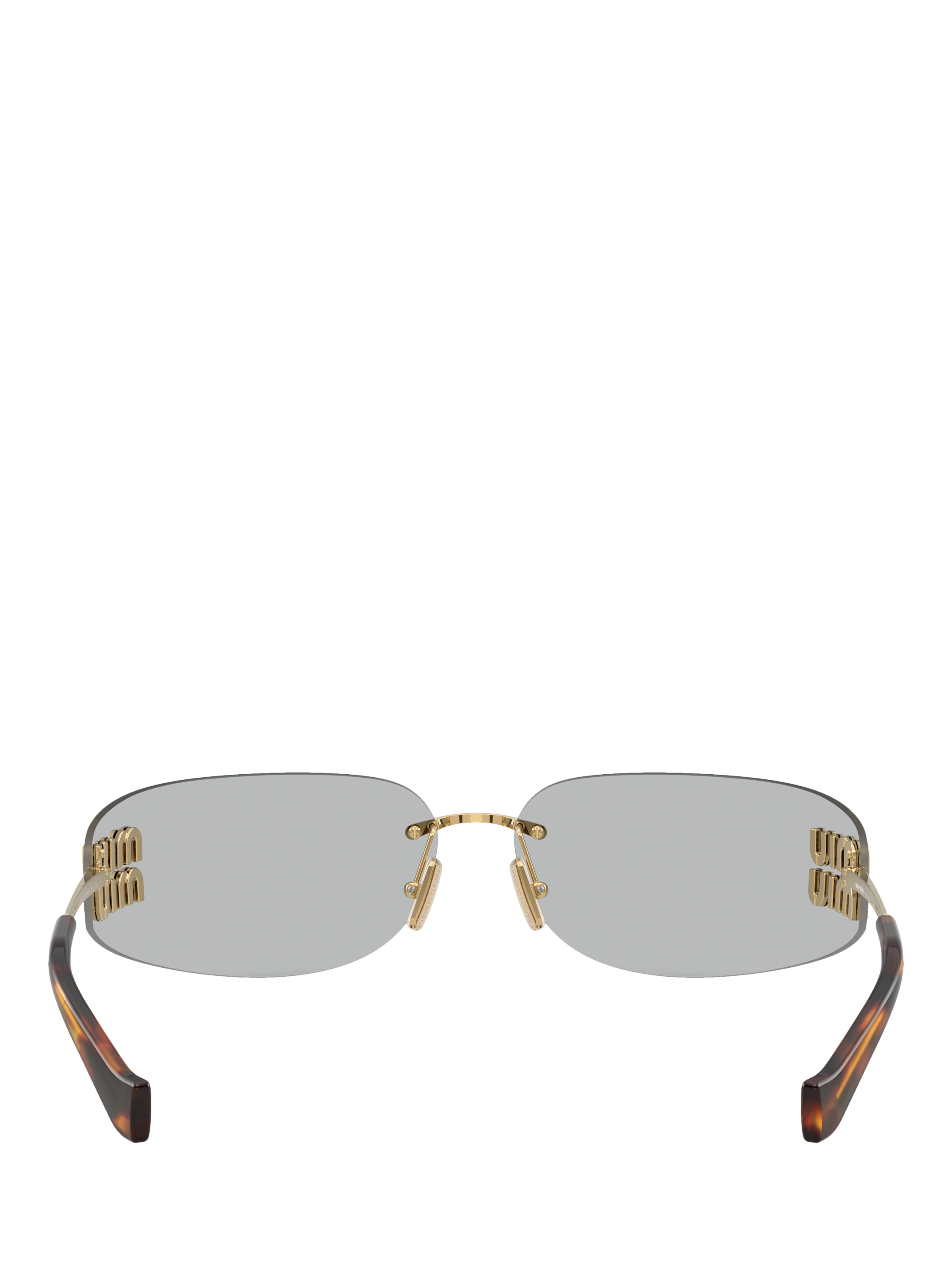 Product image 4 of 5, which shows Miu Miu MU A51S5 Women's Rectangular Sunglasses, Gold/Grey