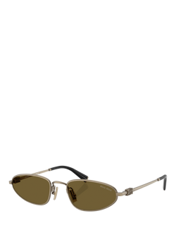 Miu Miu MU A52S Women's Irregular Sunglasses, Gold/Brown, Gold/Brown