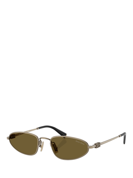 Miu Miu MU A52S Women's Irregular Sunglasses, Gold/Brown, Gold/Brown