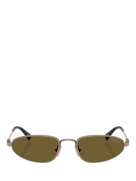 Miu Miu MU A52S Women's Irregular Sunglasses, Gold/Brown - view 2, Gold/Brown