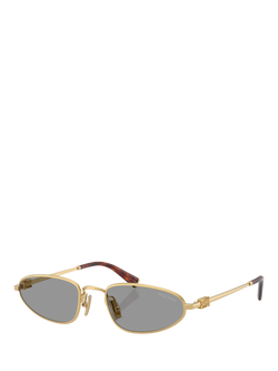 Miu Miu MU A52S Women's Oval Sunglasses, Gold/Grey, Gold/Grey