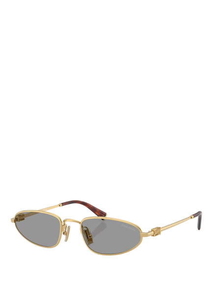 Miu Miu MU A52S Women's Oval Sunglasses, Gold/Grey, Gold/Grey