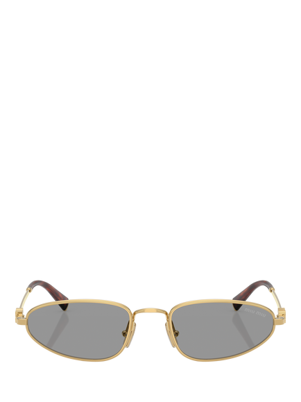 Miu Miu MU A52S Women's Oval Sunglasses, Gold/Grey - view 2, Gold/Grey