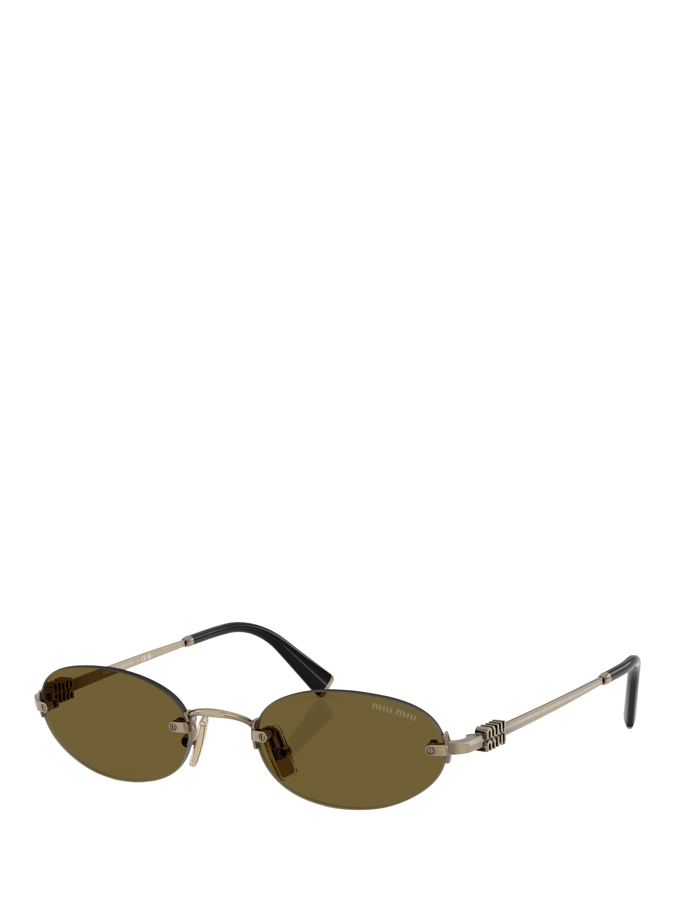 Product image 1 of 5, which shows Miu Miu MU A54S2 Women's Oval Sunglasses, Gold/Brown