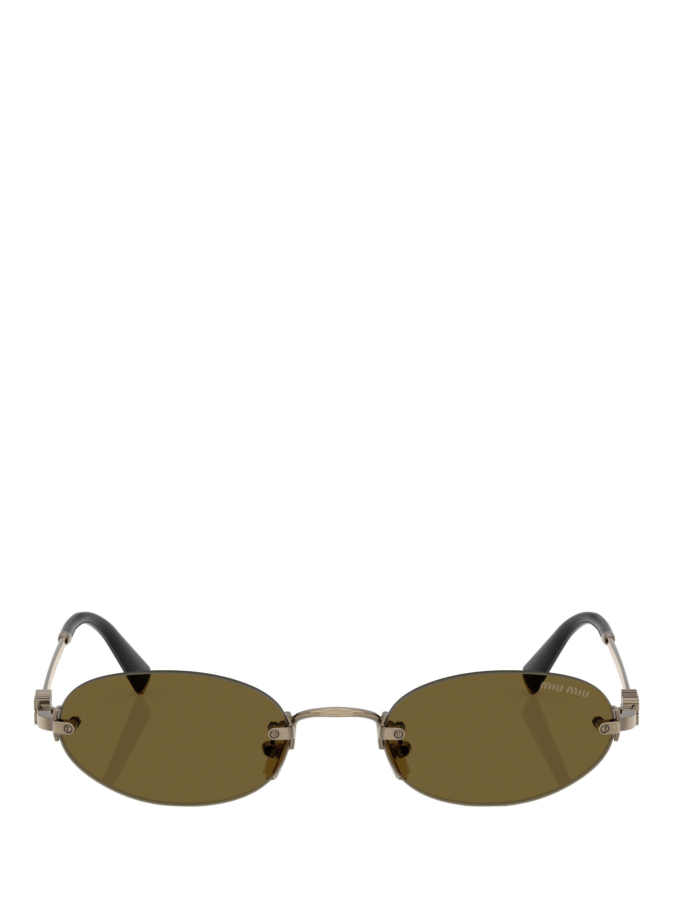 Product image 2 of 5, which shows Miu Miu MU A54S2 Women's Oval Sunglasses, Gold/Brown