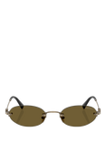 Miu Miu MU A54S2 Women's Oval Sunglasses, Gold/Brown