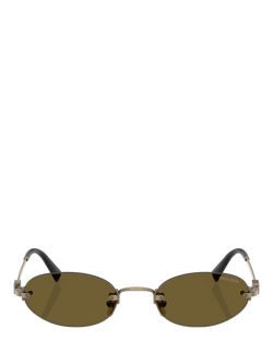 Miu Miu MU A54S2 Women's Oval Sunglasses, Gold/Brown - view 2, Gold/Brown