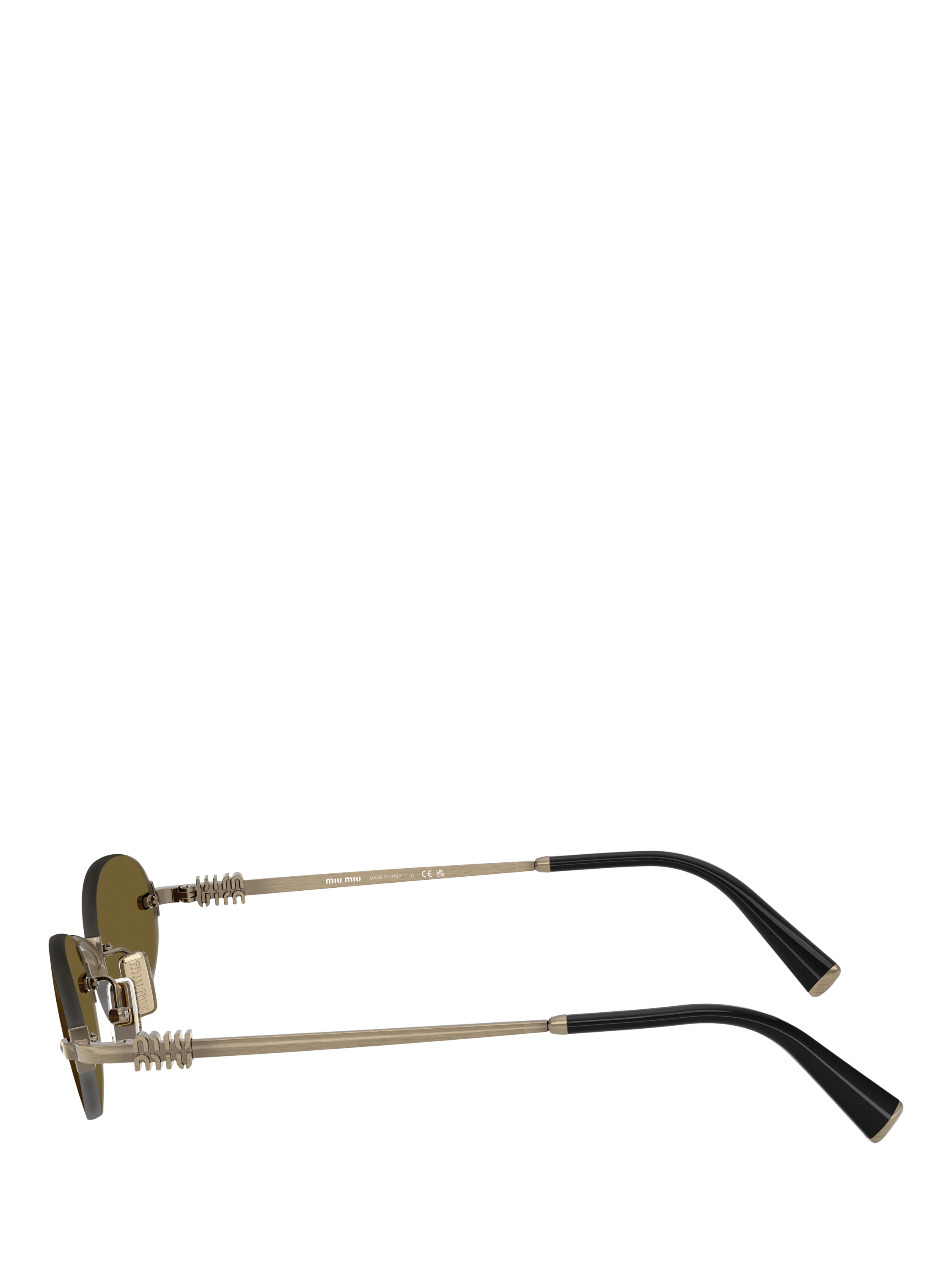 Product image 3 of 5, which shows Miu Miu MU A54S2 Women's Oval Sunglasses, Gold/Brown