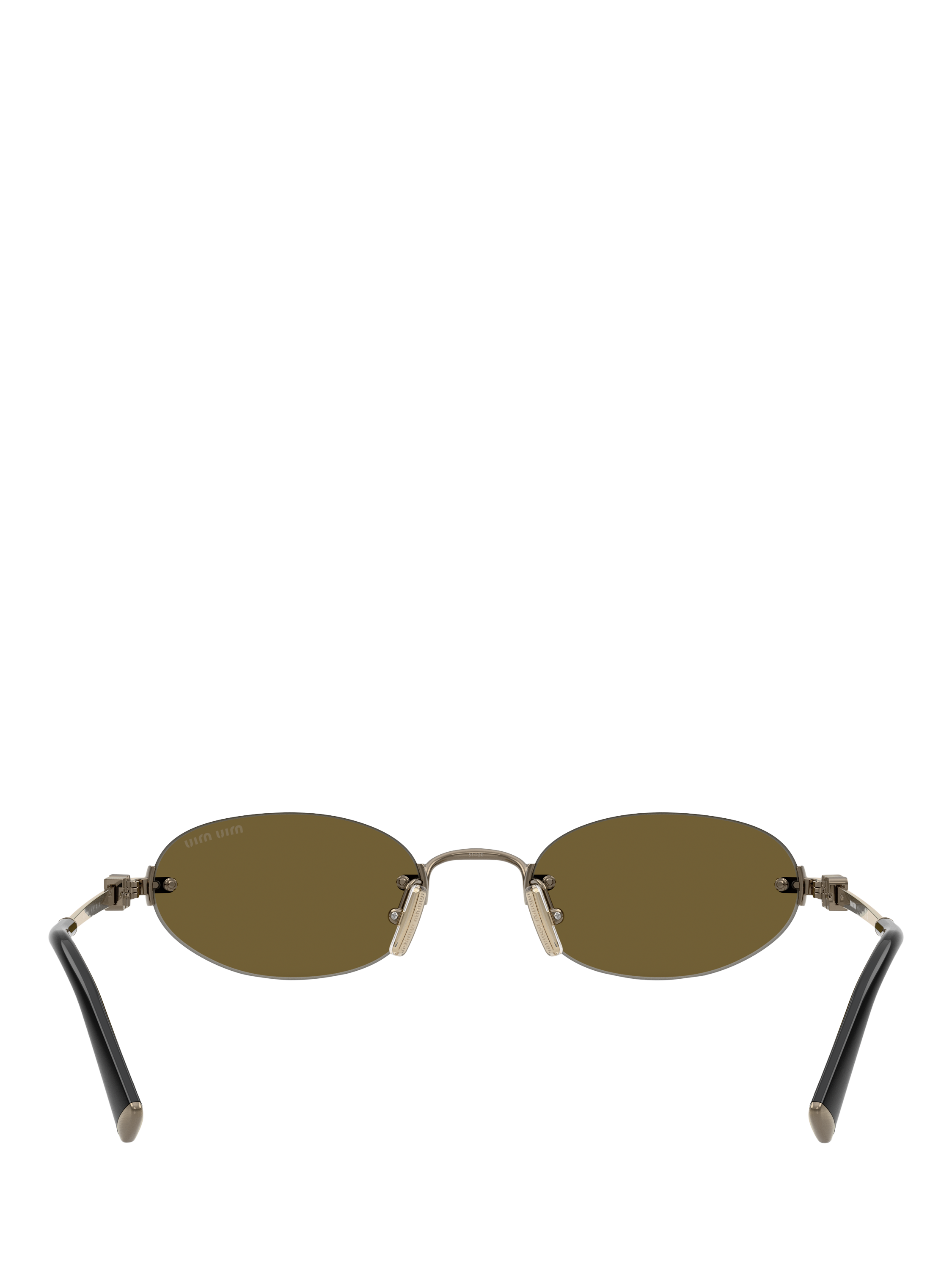 Product image 4 of 5, which shows Miu Miu MU A54S2 Women's Oval Sunglasses, Gold/Brown
