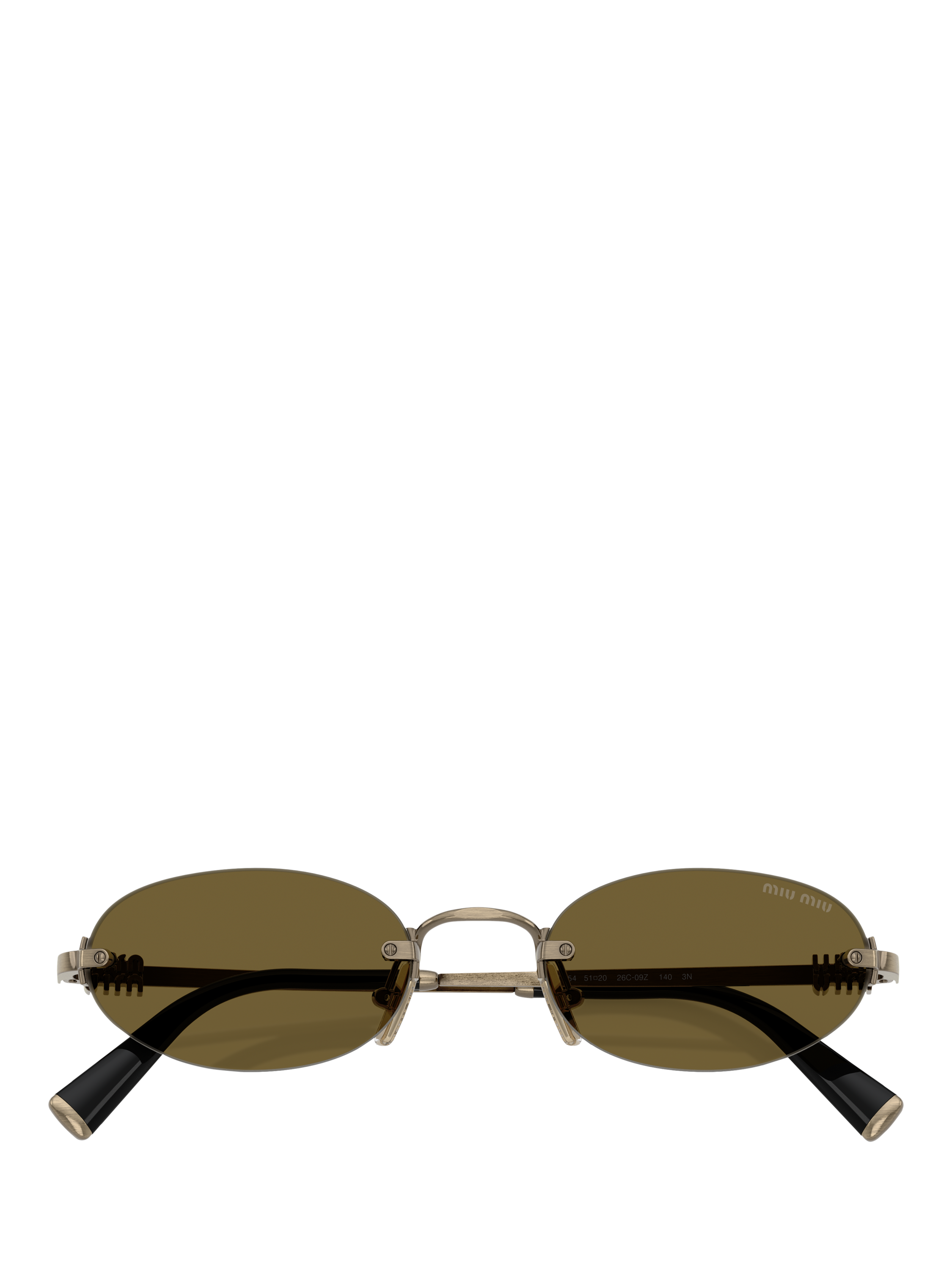 Product image 5 of 5, which shows Miu Miu MU A54S2 Women's Oval Sunglasses, Gold/Brown