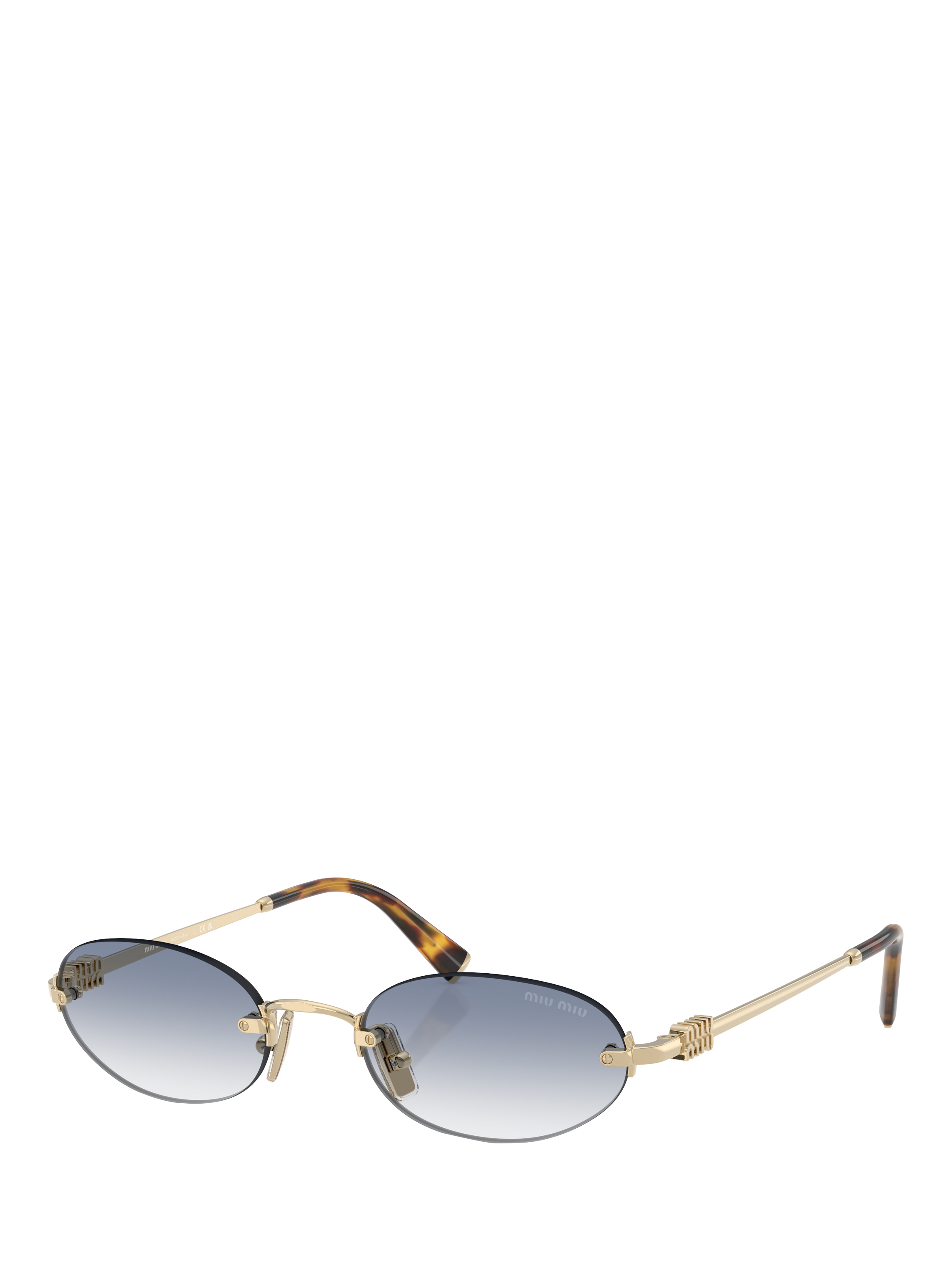 Product image 1 of 5, which shows Miu Miu MU A54S Women's Oval Sunglasses, Gold/Blue