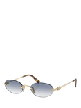 Miu Miu MU A54S Women's Oval Sunglasses, Gold/Blue