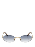 Miu Miu MU A54S Women's Oval Sunglasses, Gold/Blue
