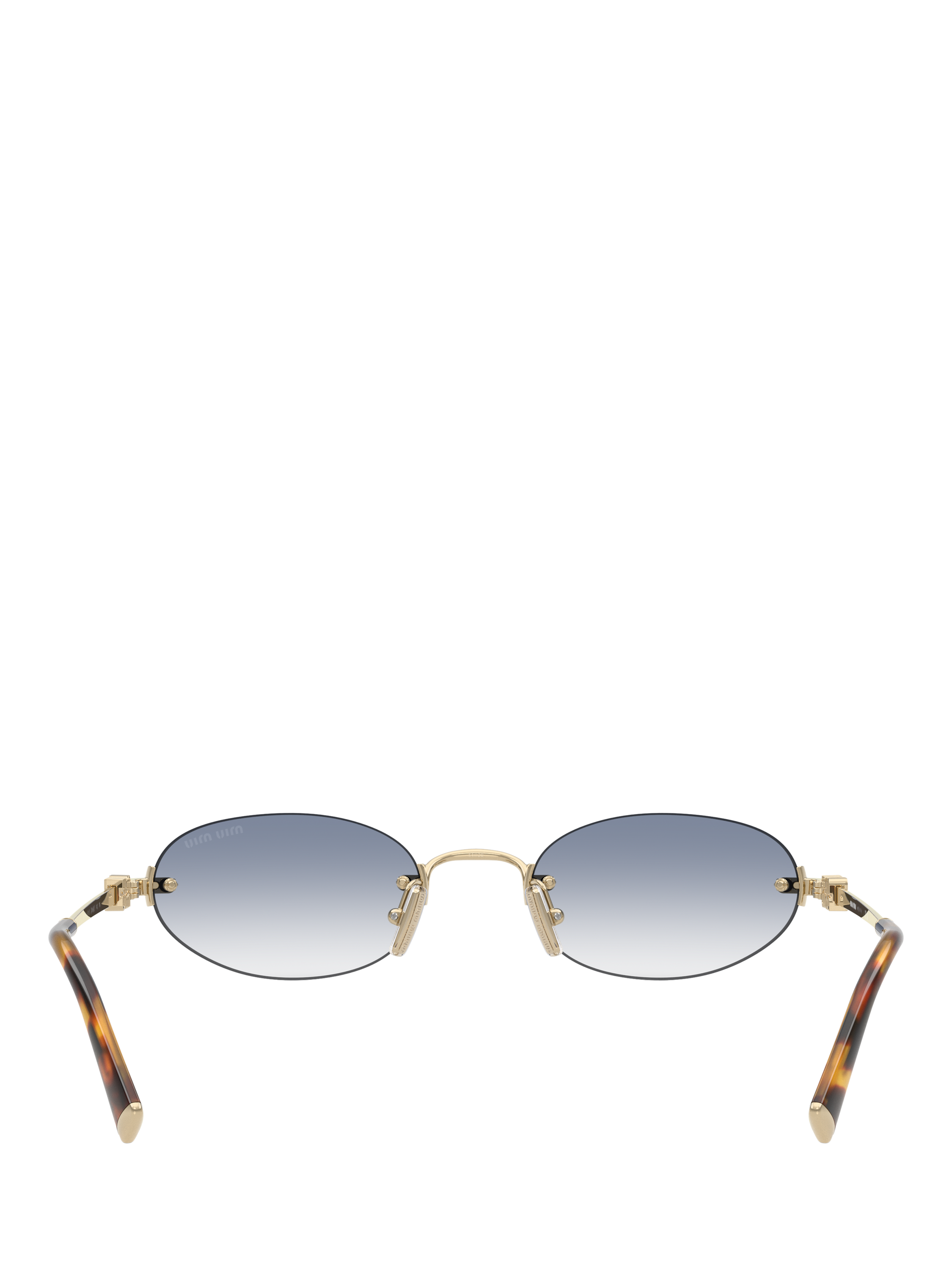 Product image 4 of 5, which shows Miu Miu MU A54S Women's Oval Sunglasses, Gold/Blue