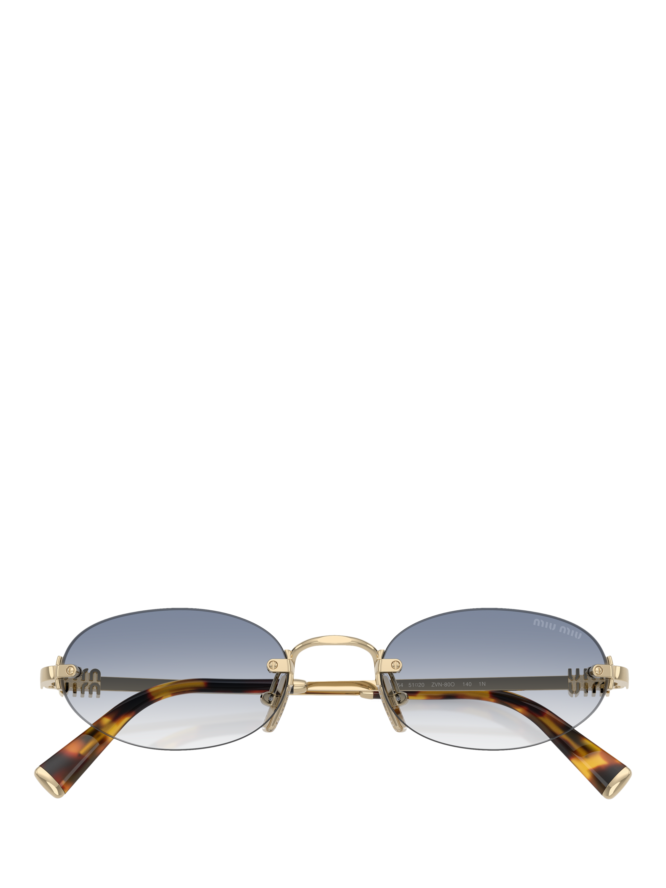 Product image 5 of 5, which shows Miu Miu MU A54S Women's Oval Sunglasses, Gold/Blue