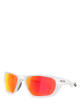 Oakley OO9431 Men's Polarised Rectangular Sunglasses, Grey/Orange