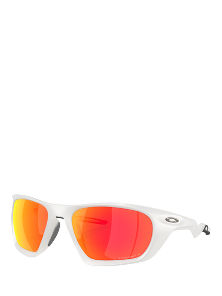 Oakley OO9431 Men's Polarised Rectangular Sunglasses, Grey/Orange, Grey/Orange