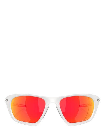 Oakley OO9431 Men's Polarised Rectangular Sunglasses, Grey/Orange - view 2, Grey/Orange
