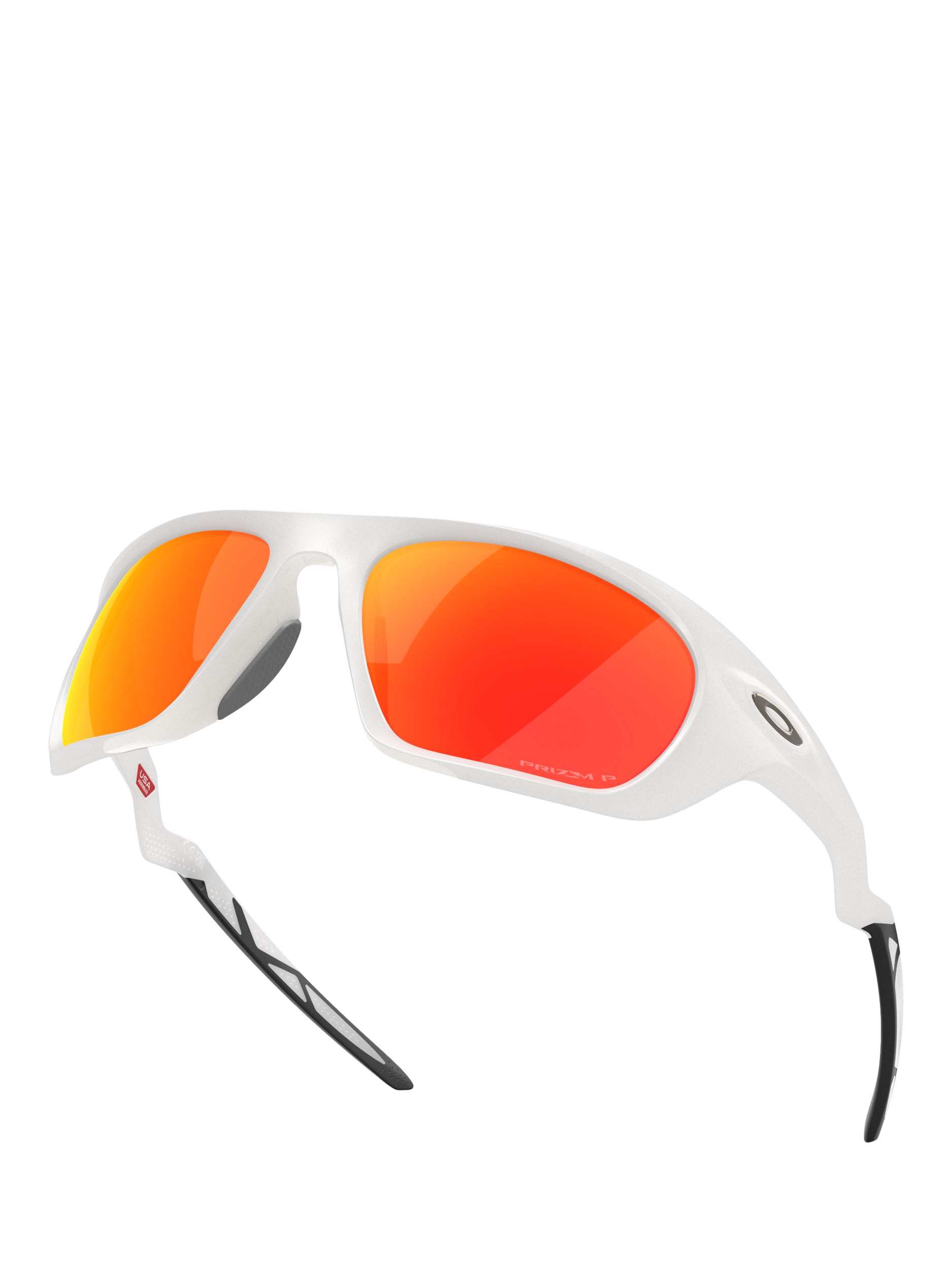 Product image 5 of 8, which shows Oakley OO9431 Men's Polarised Rectangular Sunglasses, Grey/Orange