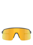 Oakley OO9496 Unisex Mirrored Rectangular Sunglasses, Grey/Yellow