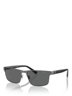 Ralph Lauren PH3155 Men's 	Rectangular Sunglasses, Gunmetal/Grey