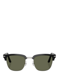 Persol PO3375S Polarised Sqaure Sunglasses, Black/Green - view 2, Black/Green