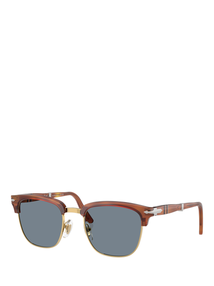 Persol PO3375 Unisex Square Sunglasses, Havana/Blue, Havana/Blue