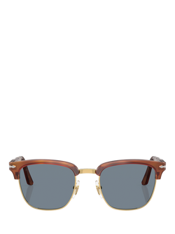 Persol PO3375 Unisex Square Sunglasses, Havana/Blue - view 2, Havana/Blue