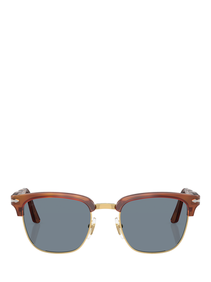 Persol PO3375 Unisex Square Sunglasses, Havana/Blue - view 2, Havana/Blue