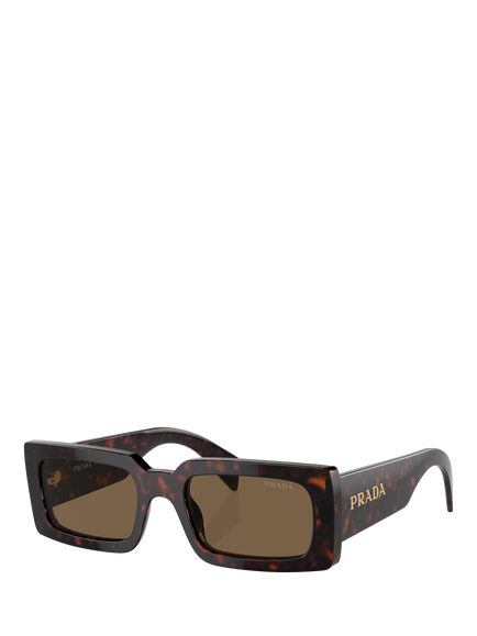 Prada PR A07S Women's Rectangular Sunglasses, Havana/Brown, Havana/Brown