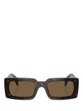 Prada PR A07S Women's Rectangular Sunglasses, Havana/Brown