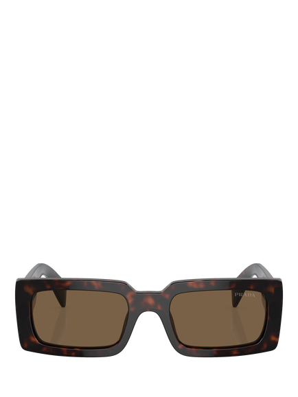 Prada PR A07S Women's Rectangular Sunglasses, Havana/Brown - view 2, Havana/Brown