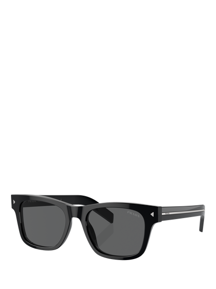 Prada PR A17S Men's Rectangular Sunglasses, Black/Grey
