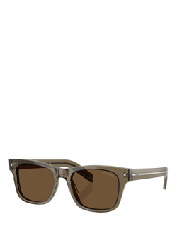 Prada PR A17S Women's Rectangular Sunglasses, Transparent Terra/Brown