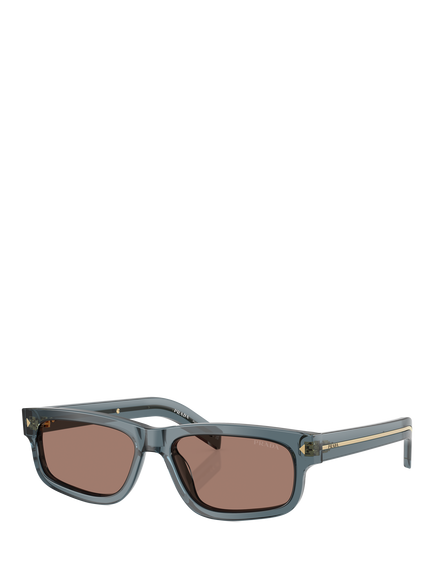 Prada PR B11S Rectangular Sunglasses, Light Blue/Brown, Light Blue/Brown