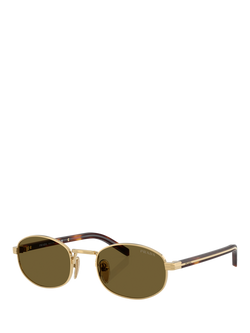 Prada PR B53S Women's Oval Sunglasses, Gold Tortoise/Brown, Gold Tortoise/Brown